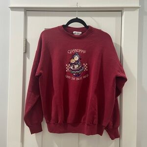 Vintage Women's L embroidered "Grandma's Give The Best Hugs" Maroon Sweatshirt
